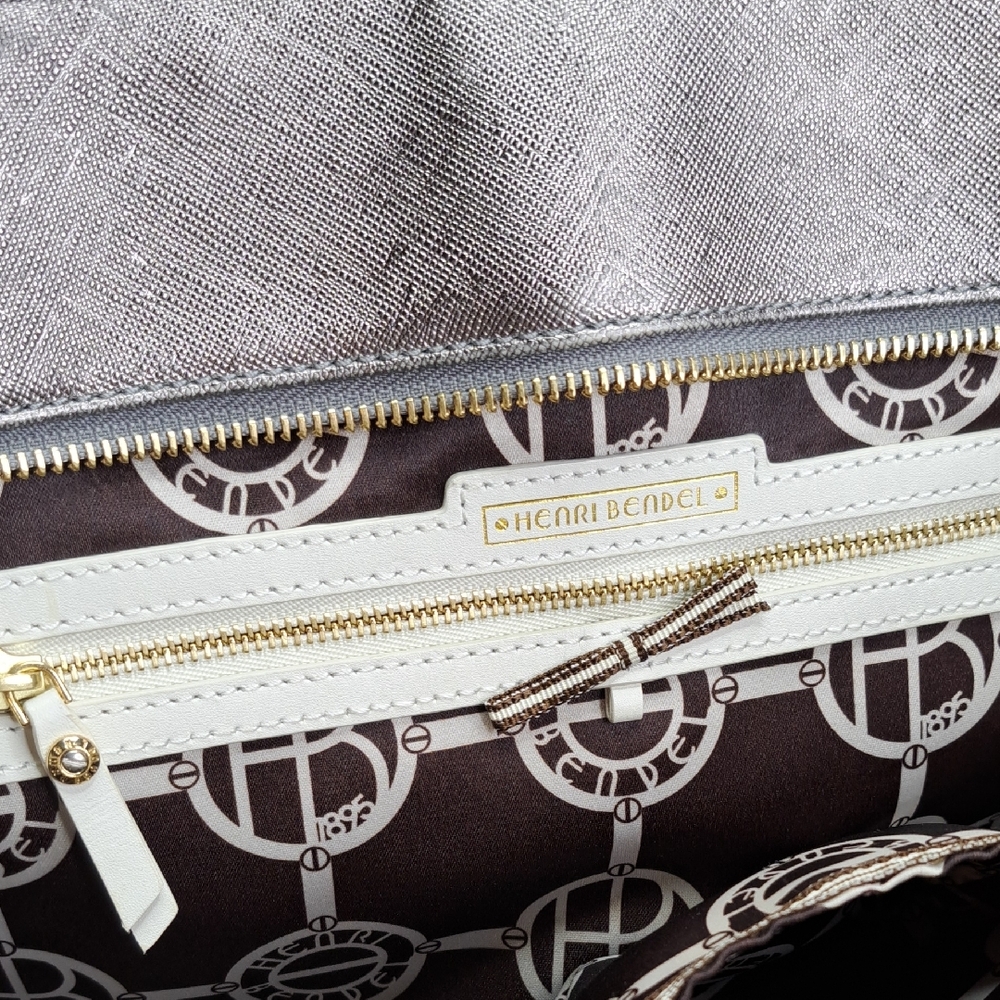 HENRI BENDEL LARGE 'METALLIC' LEATHER TOTE BAG STUDDED SIDES - Picture 6 of 16